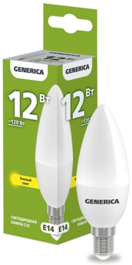 GENERICA IEK Лампа светодиод 12Вт свеча Е14 3000К