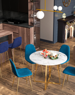 Стол обеденный Дакота 100*100 белый мрамор ножки золото