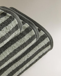 Zara Home Полотенце для лица и рук из хлопка, зелёный, в полоску · 1518/013