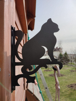 Кашпо подвесное Кот, кронштейн для подвесного кашпо, держатель для цветов