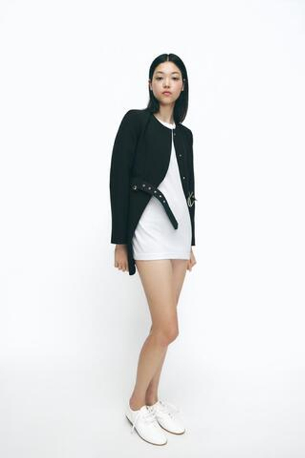 ZARA БЛЕЙЗЕР С РЕМНЕМ И ПРЯЖКОЙ, ЧЕРНЫЙ