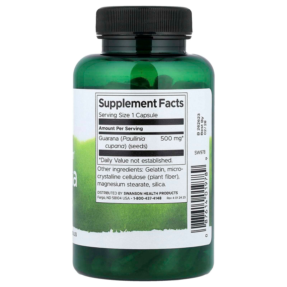 Swanson, Full Spectrum®, гуарана, 500 мг, 100 капсул