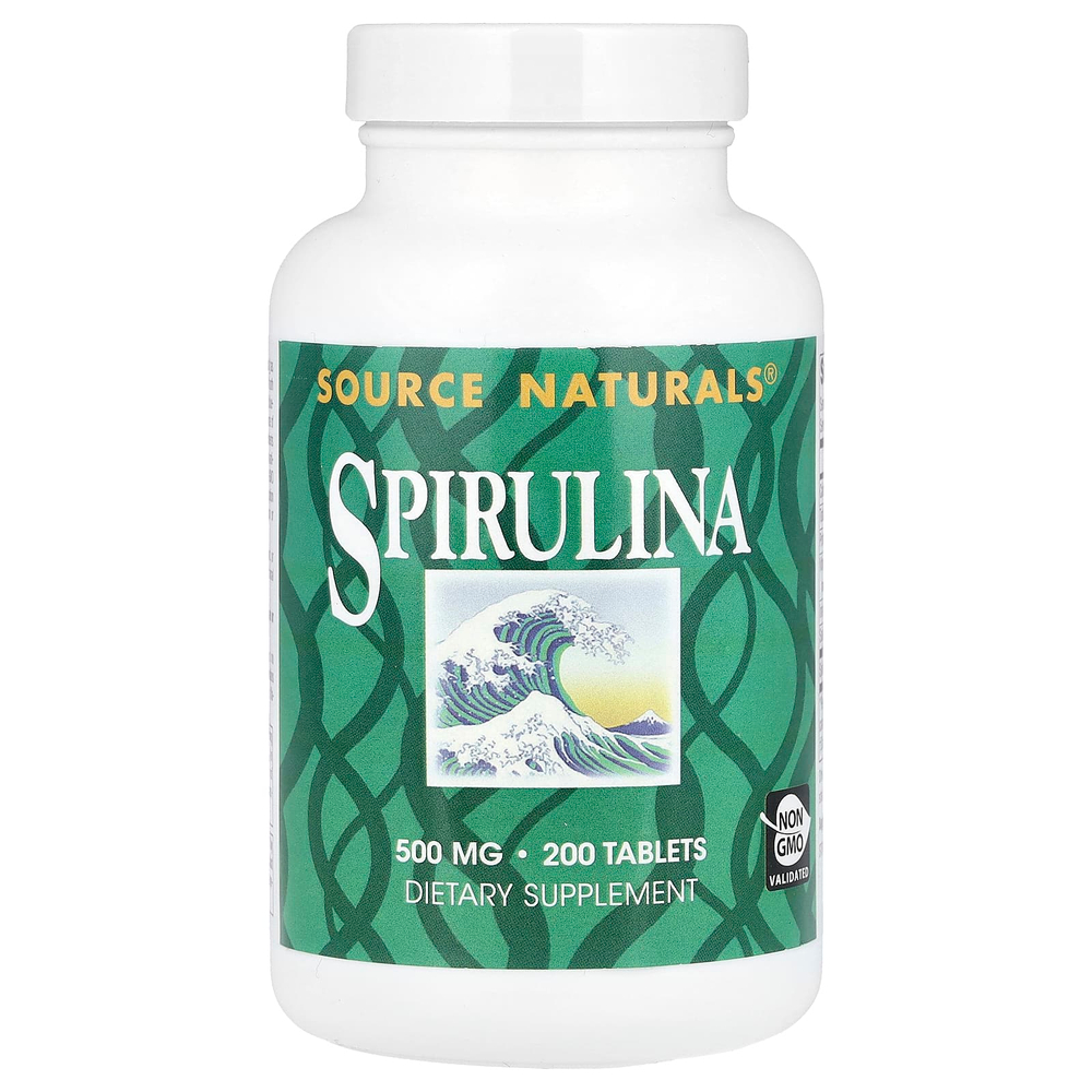 Source Naturals, Спирулина, 500 мг, 200 таблеток