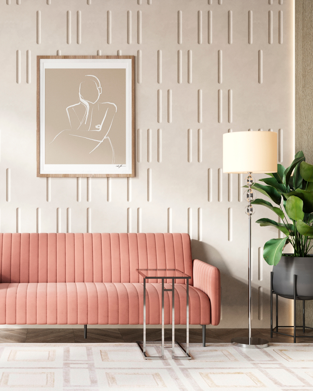 Журнальный столик 50*32 БОСТОН прозрачное стекло сталь серебро