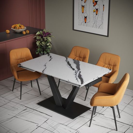 Стол раскладной Малибу (120+30+30), керамика матовая Black Gold