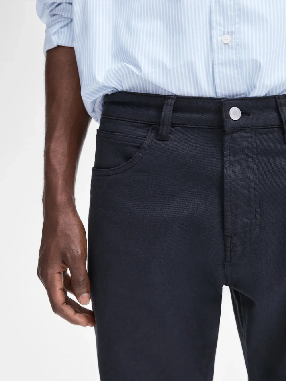 Massimo Dutti Зауженные брюки с отделкой под деним, темно-синий