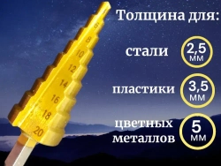 Ступенчатое сверло по металлу 4-40