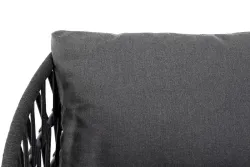 "Диего" диван 2-местный плетеный из роупа, каркас алюминий темно-серый (RAL7024) муар, роуп темно-серый круглый, ткань темно-серая 027