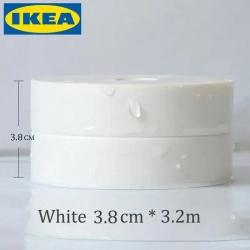 Бордюрная лента для ванны кухни самоклеящаяся 3.2m*2.2cm , раковины, унитаза, плиты, окон белая / Наклейка интерьерная на стену