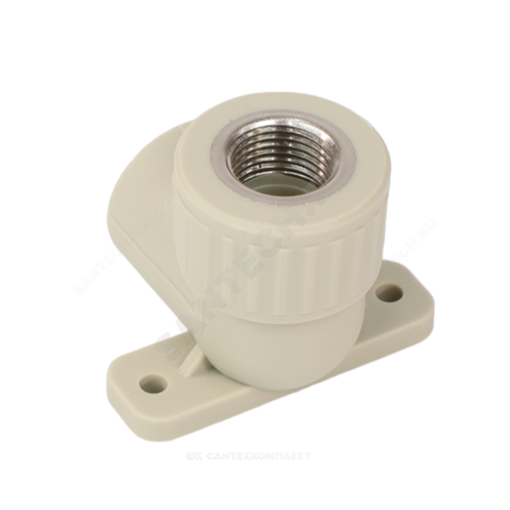 Угольник PP-R комбинированный серый Дн 25х1/2" ВР с креплением VALFEX 10120025Г