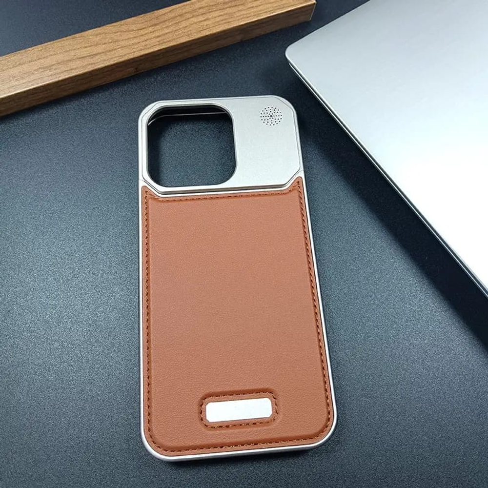 Арома-чехол для iPhone 15 Pro, алюминиевый и кожаный