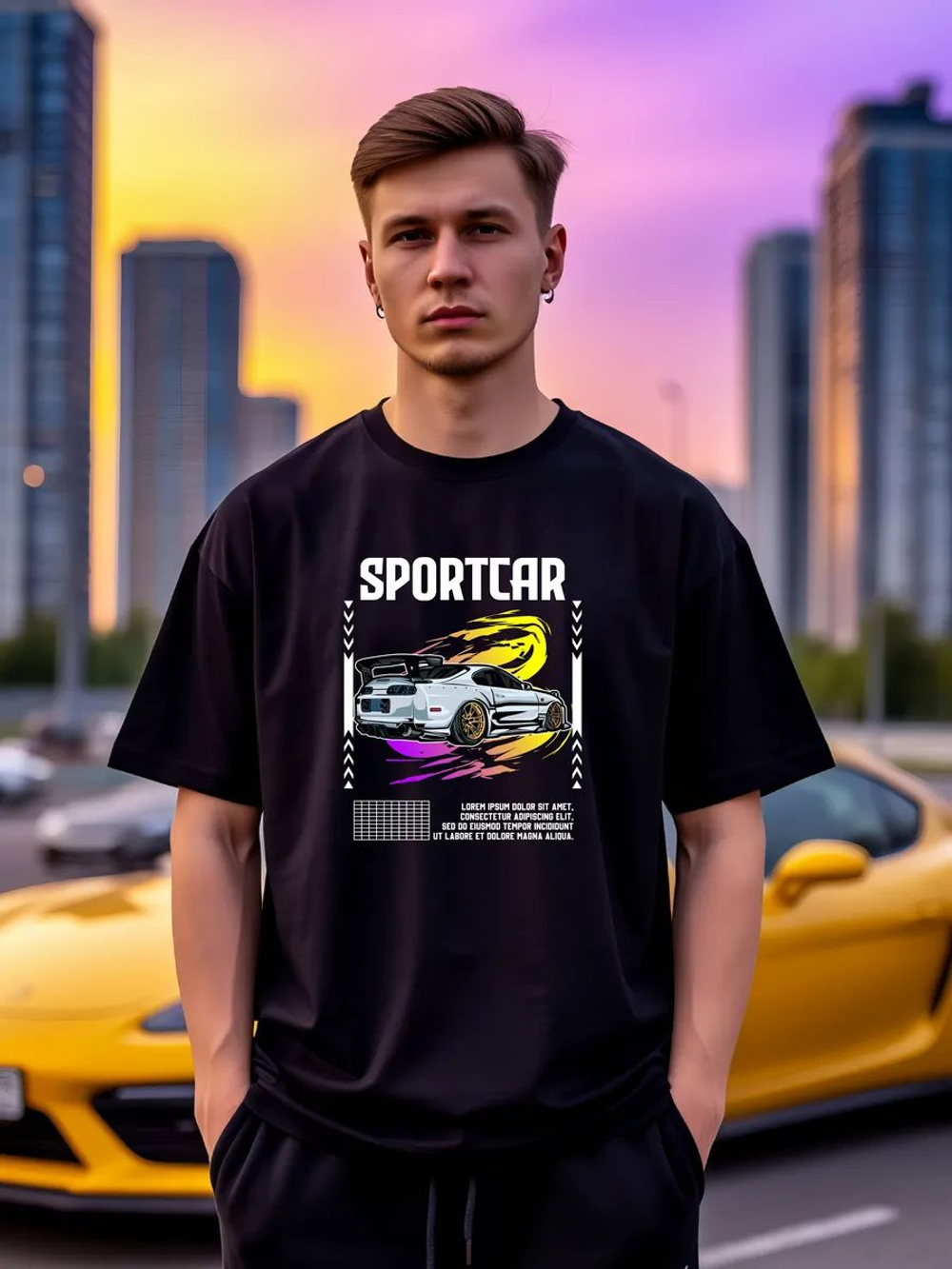 Футболка мужская y2k с принтом машиной