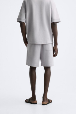 ZARA ШОРТЫ-ДЖОГГЕРЫ ИЗ ПЛОТНОЙ ТКАНИ, СВЕТЛАЯ МАЛЬВА