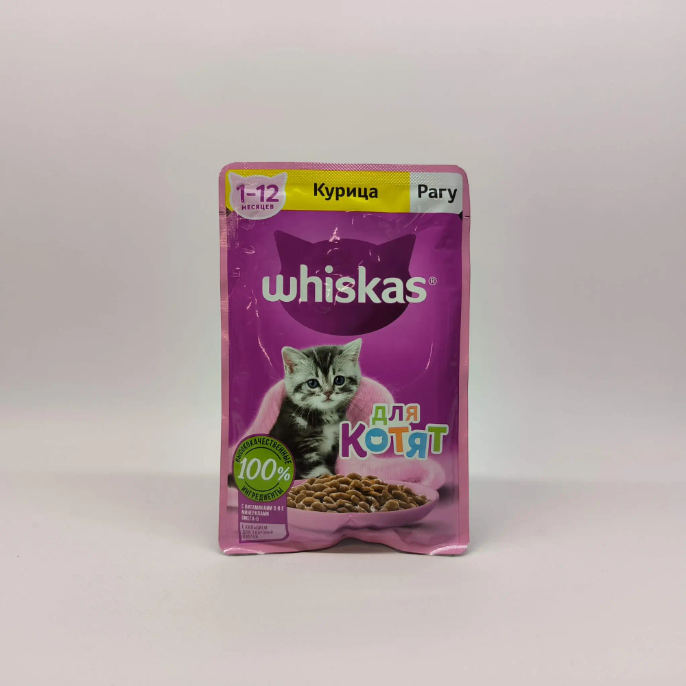 Корм для кошек влажный Whiskas рагу курица для котят, 75г