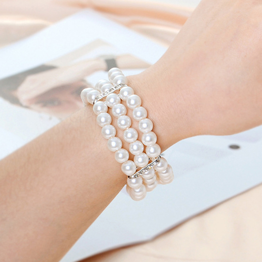 Браслет жемчуг со стразами