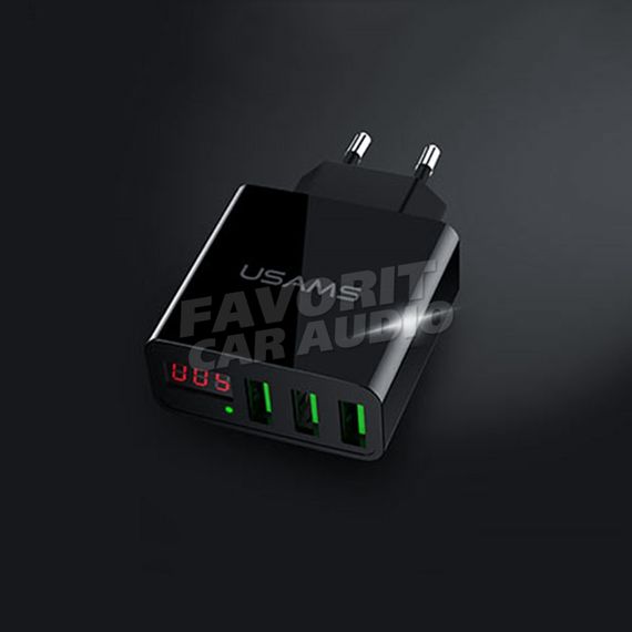 СЗУ 3USB Usams US-CC035 3000mA пластик дисплей чёрный