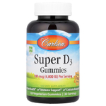 Carlson, Super D3, жевательные мармеладки, натуральные фрукты, 120 вегетарианских жевательных мармеладок (25 мкг (1000 МЕ) в жевательной таблетке)