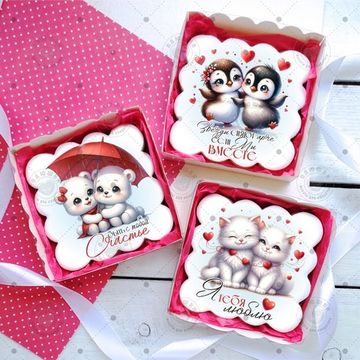 Пряник с фотопечатью в коробочке на 14 февраля