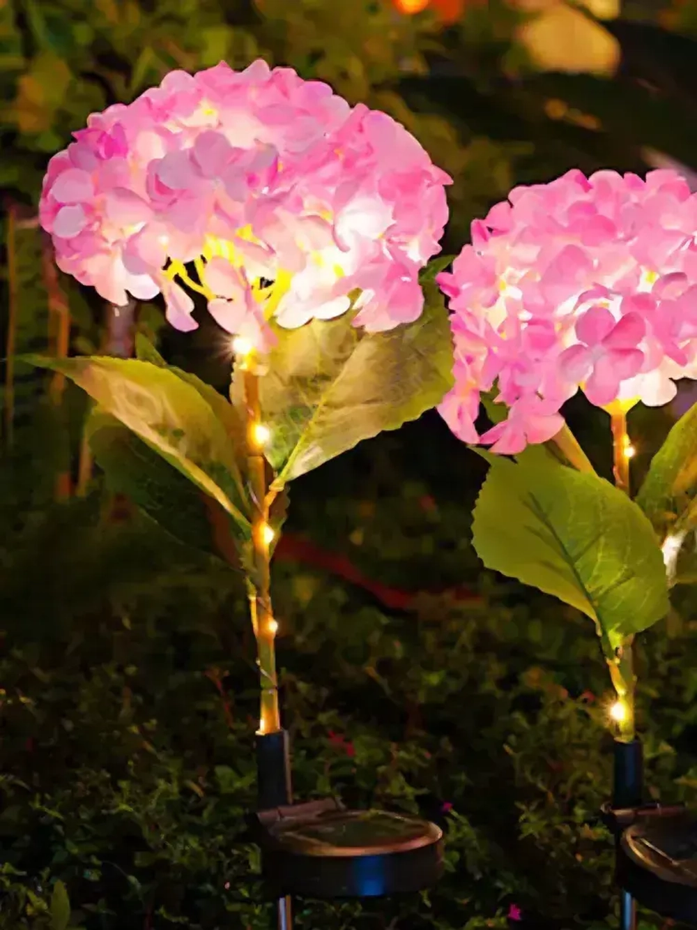 Садовый светильник гортензия розовая