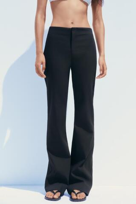 ZARA БРЮКИ FLARED С ВЫСОКОЙ ПОСАДКОЙ, ЧЕРНЫЙ