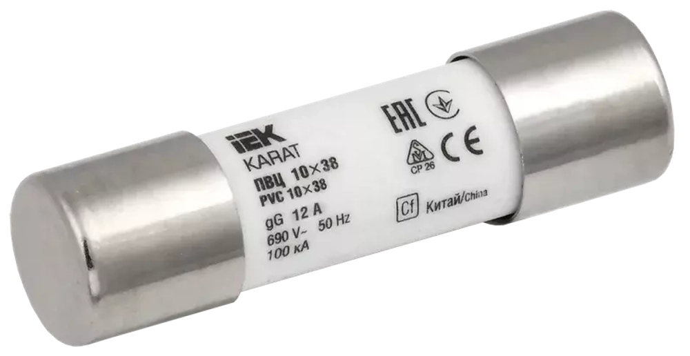 Вставка плавкая цилиндрическая ПВЦ 10х38 12А KARAT IEK MFL10-012