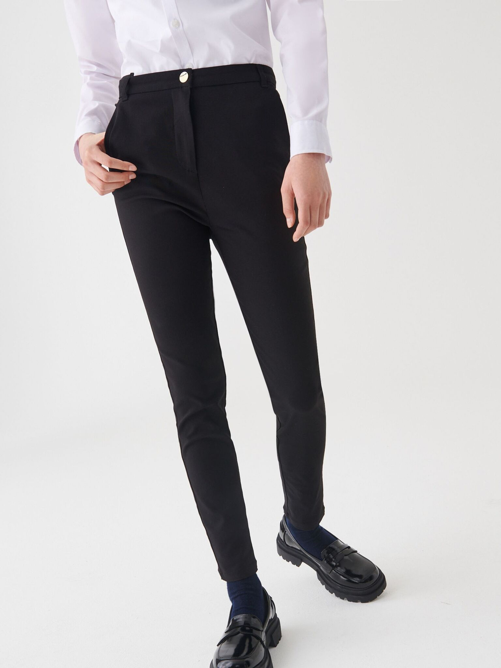 Брюки школьные скинни для девочки Next M82-159, Черный