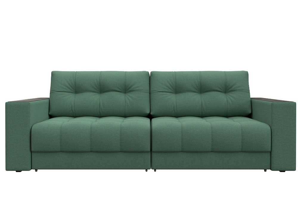 Диван прямой с декором Лига-049 НПБ, Амур 11 РОГОЖКА зеленый