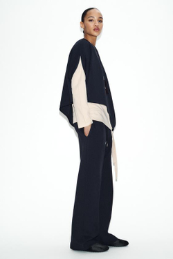 ZARA ПРЯМЫЕ БРЮКИ ИЗ ИНТЕРЛОКА, МОРСКОЙ СИНИЙ