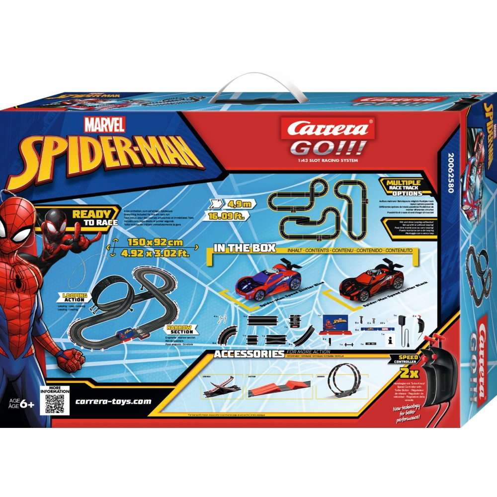 OUTLET Carrera GO!!! - Гоночная трасса 4,9 м Spider Man Racing + 2 машины 62580