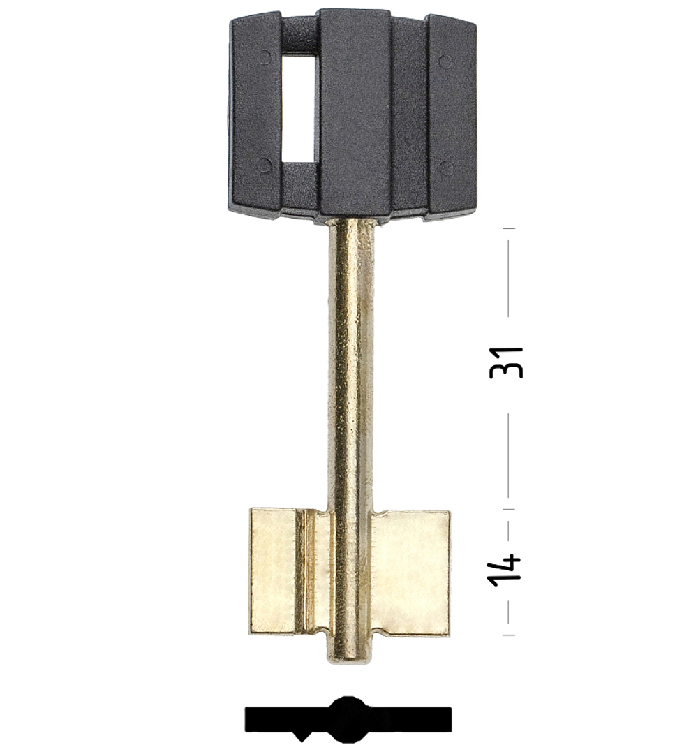 Заготовка сувальдного ключа 14189 BRD2DP (желтый)