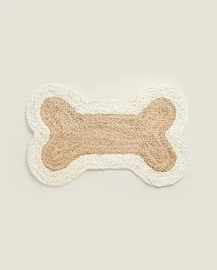 ZARA HOME ДЖУТОВЫЙ КОВРИК ДЛЯ ДОМАШНИХ ЖИВОТНЫХ В ФОРМЕ КОСТИ, СВЕТЛО-БЕЖЕВЫЙ