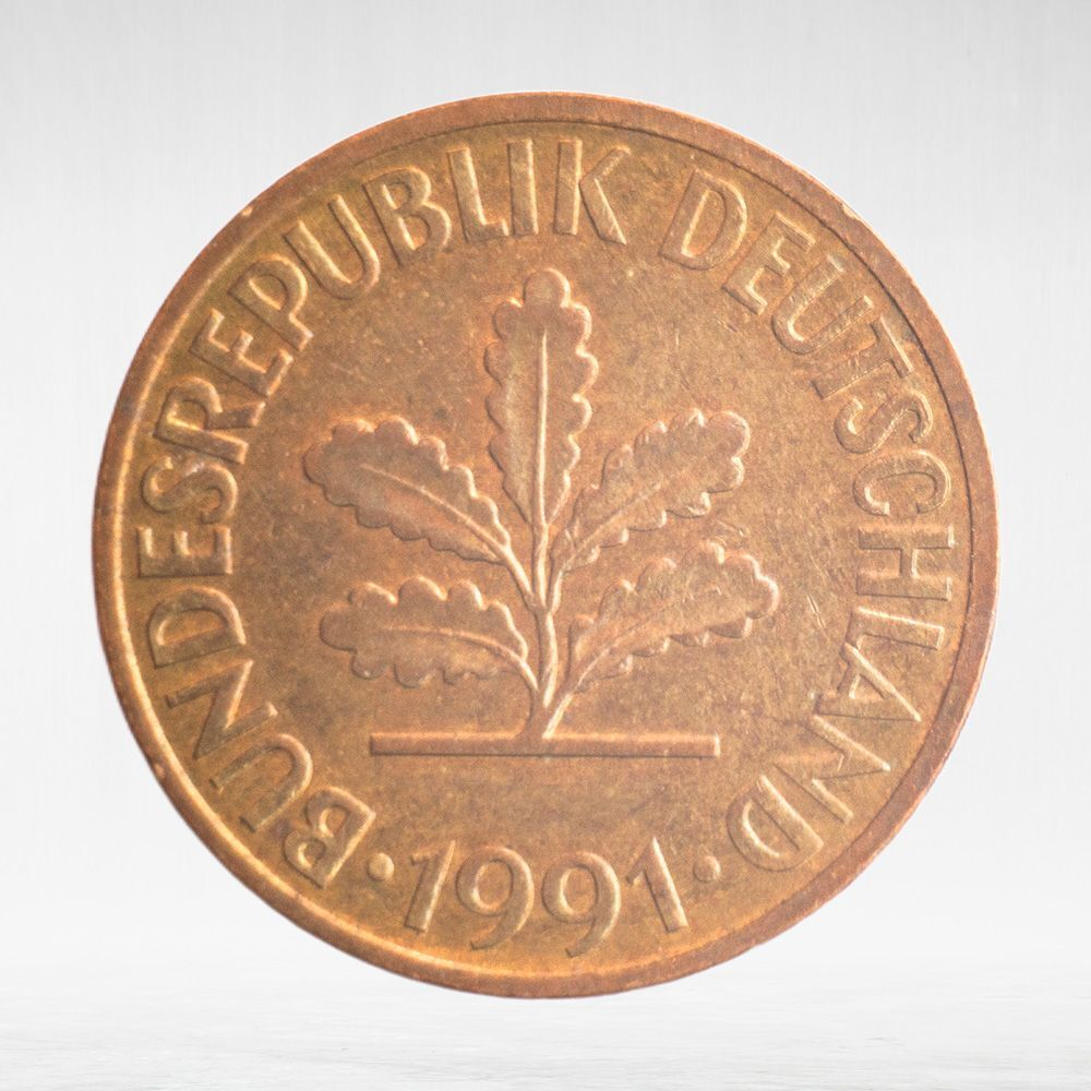 Germany, 10 Pfennigs, 1991, (Karlsruhe Mint - "G"), VF
