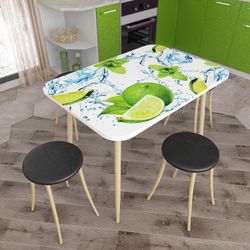 Стол обеденный (лайм/бежевый глянец)