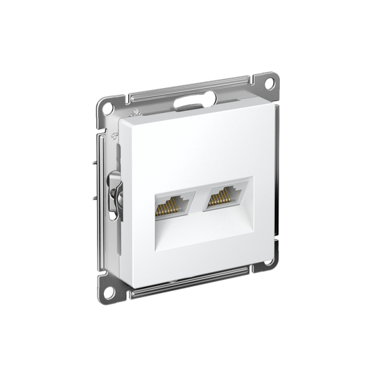 Розетка компьютерная 2-м AtlasDesign RJ45+RJ45 кат.5E механизм лотос SE ATN001385