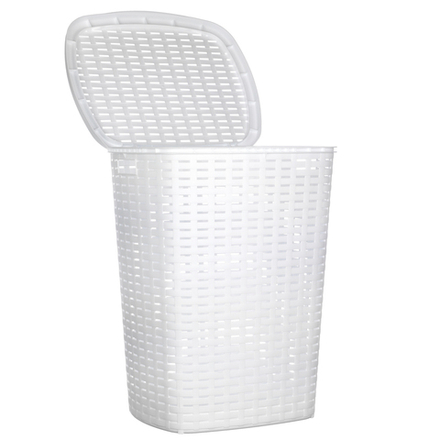 Корзина для белья с откидной крышкой, 50 л, 43х35х53 см, пластик, белый