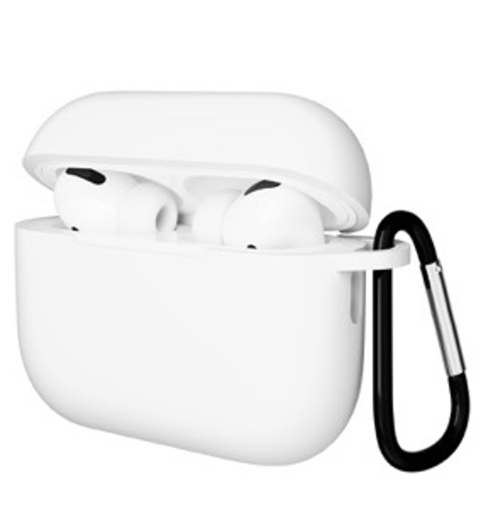 Чехол Gurdini с карабином, покрытие софт-тач для Airpods Pro 3 (Белый)