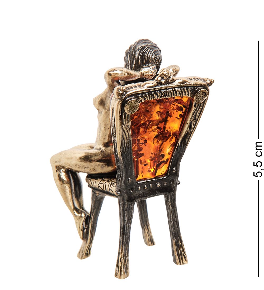 Народные промыслы AM- 976 Фигурка «Девушка Грация» (латунь, янтарь)