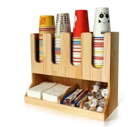 Стойка с 4 секциями под стаканы и 4 секциями под аксессуары (АА20--Wo) ДЕРЕВО