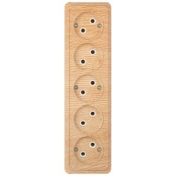 Розетка Intro Quadro 2-209-11 без заземления пятиместная 5х2P 16А-250В IP20 ОУ сосна