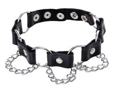Ошейник Sitabella с кольцами и цепочкой чёрный