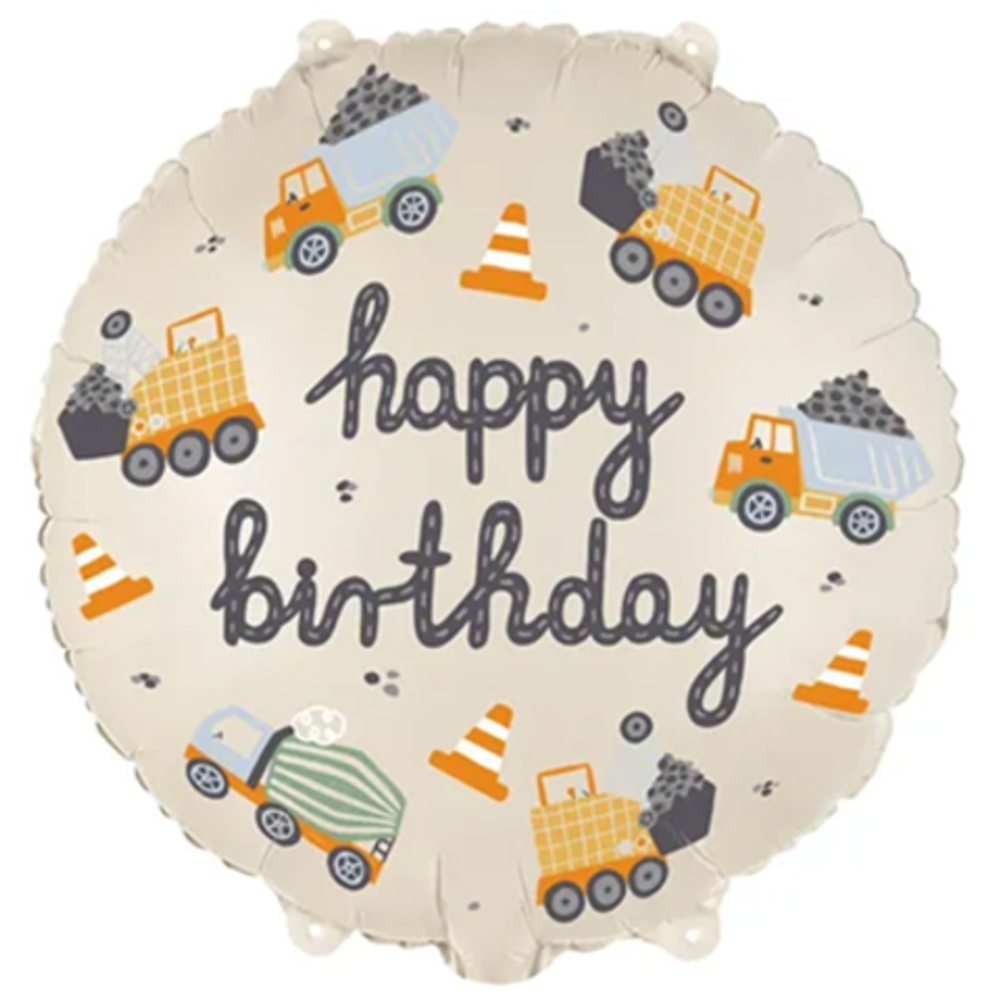 ПД 18"/46см, Круг, Happy Birthday Строительные машины