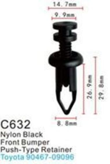 Клипса для крепления внутренней обшивки а/м Тойота пластиковая (100шт/уп.) Forsage клипса C0632(Toyota)
