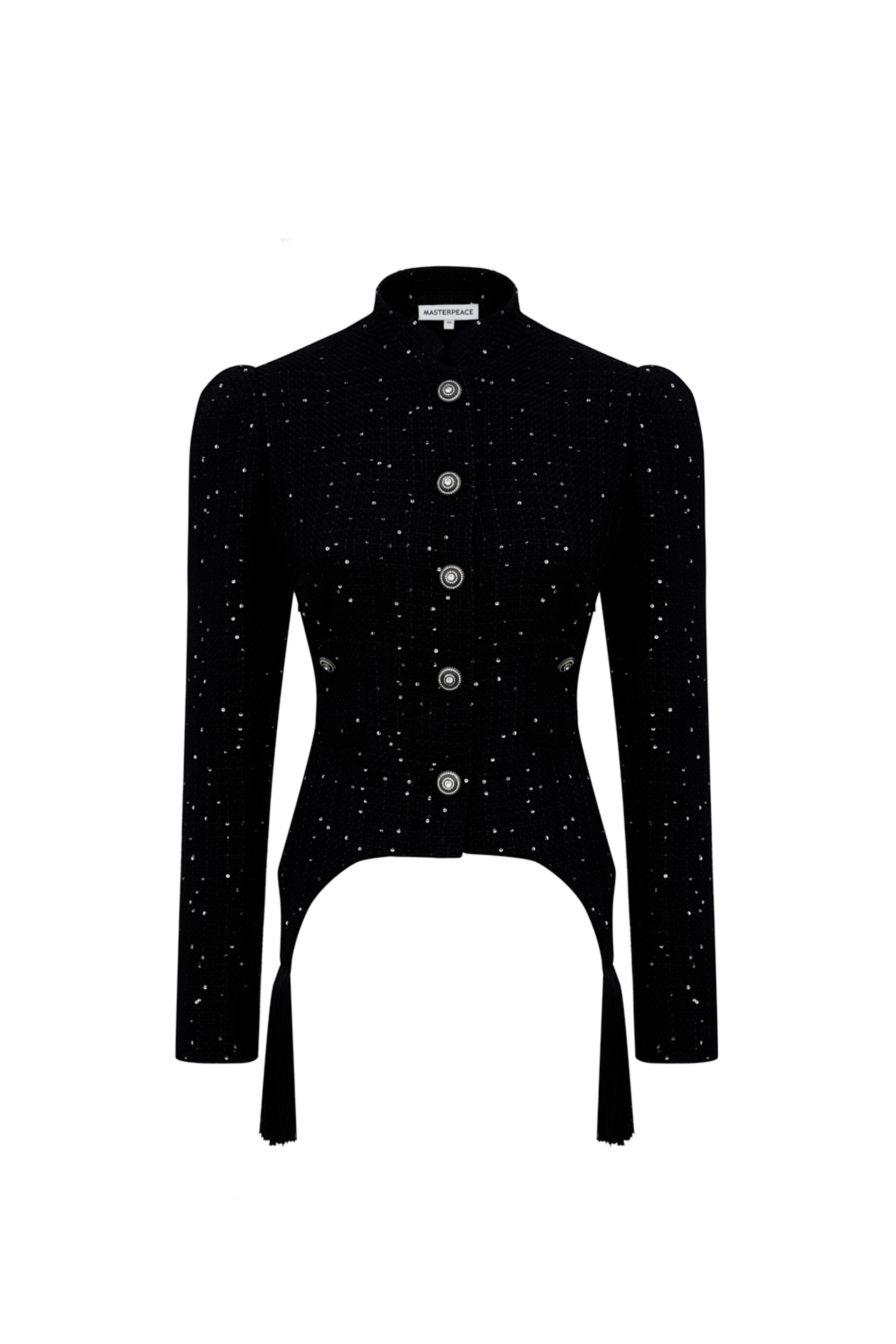 Жакет с кисточками из твида в пайетку