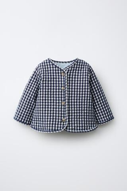 ZARA КУРТКА В КЛЕТКУ ВИШИ, МОРСКОЙ СИНИЙ