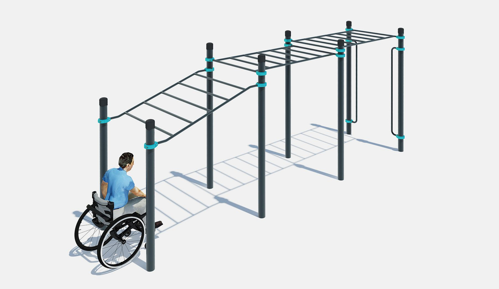 Рукоход в подъем, рукоход классический 2-х уровневый и вертикальные поручни для колясочников - Ома
