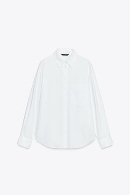 ZARA ОДНОТОННАЯ РУБАШКА, БЕЛЫЙ