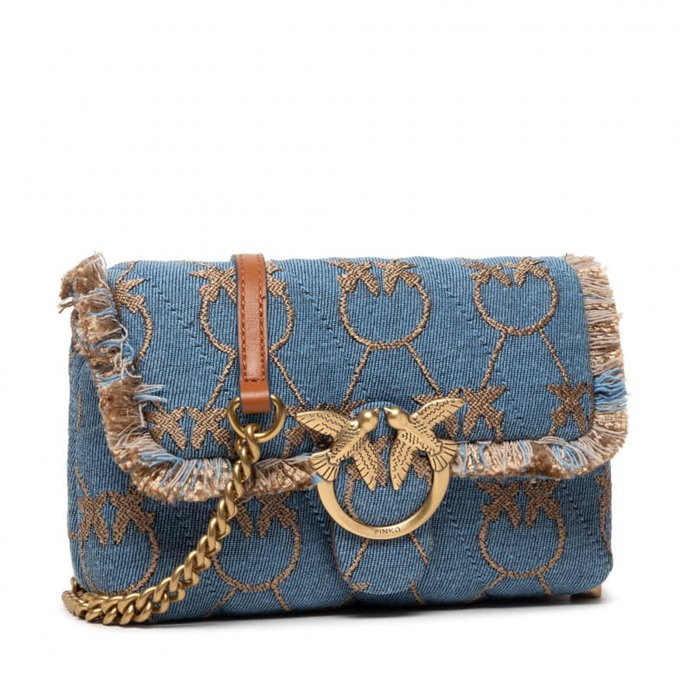 MINI LOVE BAG PUFF DENIM LOGO – light blue