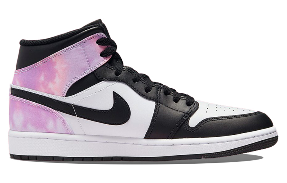 Jordan Air Jordan 1 mid se "zen master" tie-dye mid-cut retro basketball shoes men's black and white powder