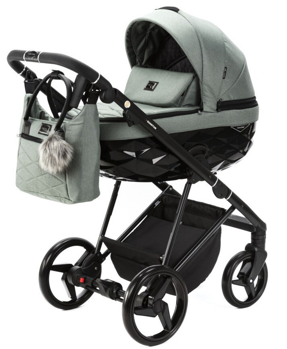 Детская коляска Adamex Quantum 2 в 1 Q-TK99 (СЕРО-ЗЕЛЕНЫЙ)