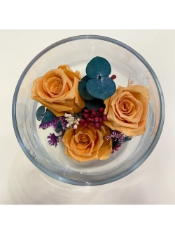 натуральные кустовые розы в стекле, вакуум*